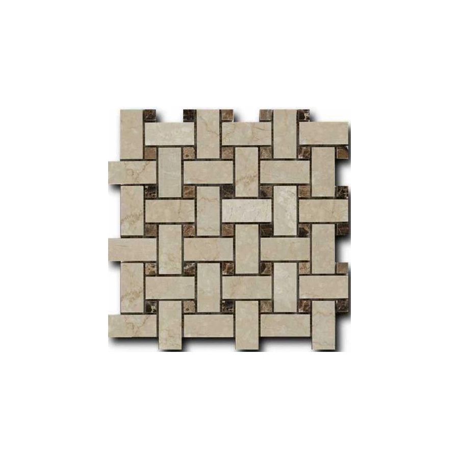 Мозаика из натурального камня Art&Natura Marble Mosaic Basket Weave BotticinoFiorito Dark Imperador 30x60 15x15 глянцевая серая mm-basket-bott+dar 30,5х30,5 см