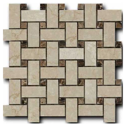 Мозаика из натурального камня Art&Natura Marble Mosaic Basket Weave BotticinoFiorito Dark Imperador 30x60 15x15 глянцевая серая mm-basket-bott+dar 30,5х30,5 см
