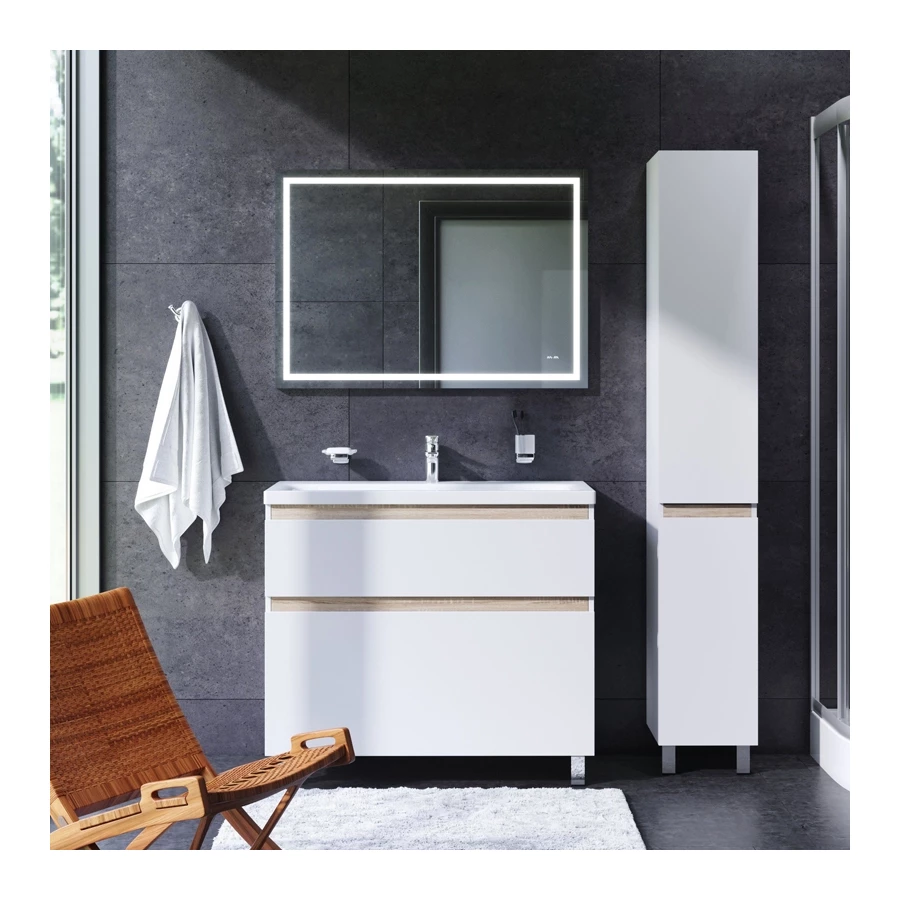 Зеркало с LED подсветкой по периметру Am Pm Gem M91AMOX1001WG 100 см