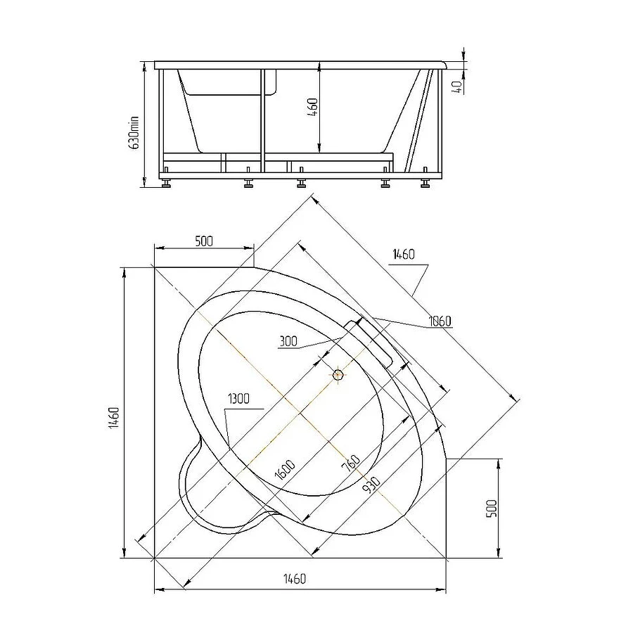 Акриловая ванна Aquatek Калипсо KAL146-0000045 146x146 см
