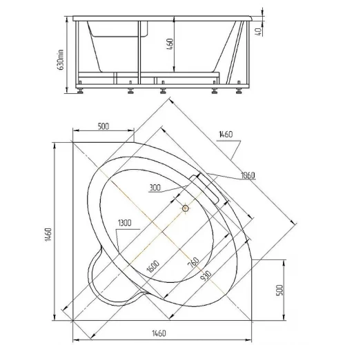 Акриловая ванна Aquatek Калипсо KAL146-0000045 146x146 см