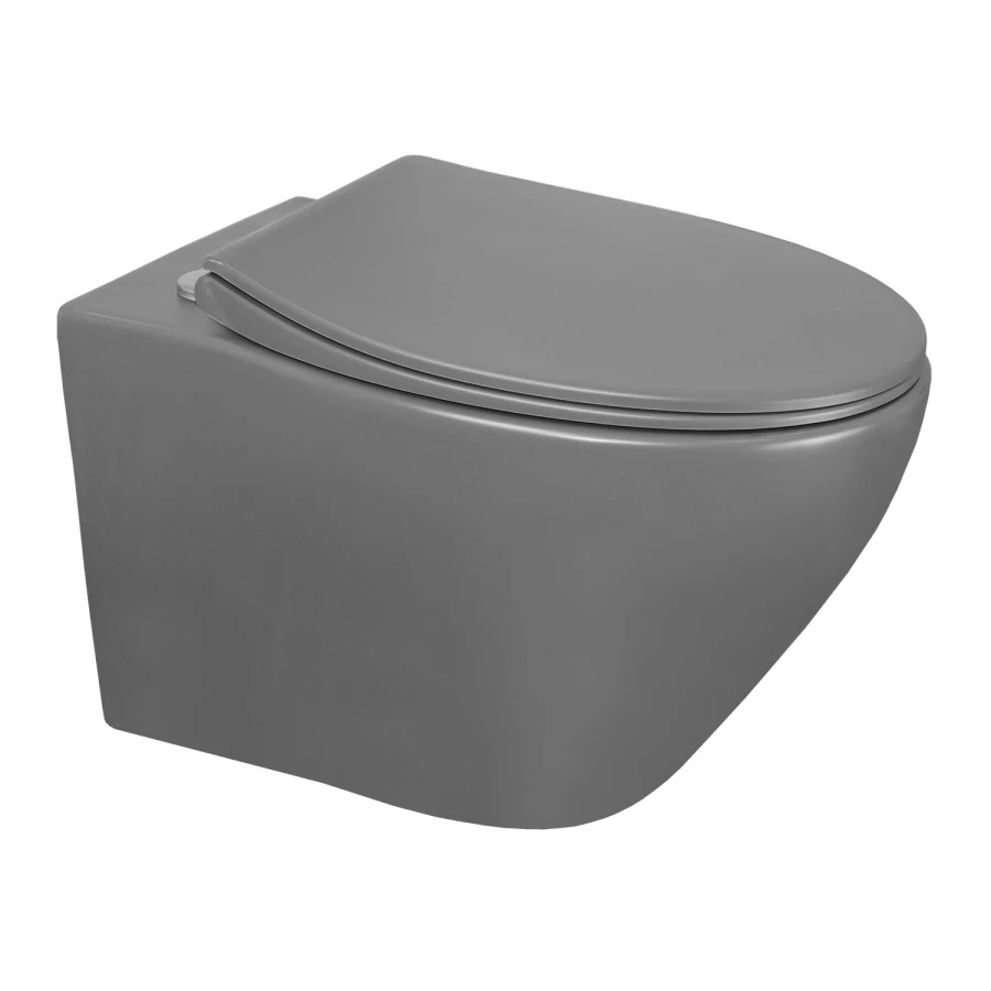 Унитаз подвесной Azario Keras безободковый с быстросъемным сиденьем микролифт серый матовый AZ-99046G 37х52х36 см