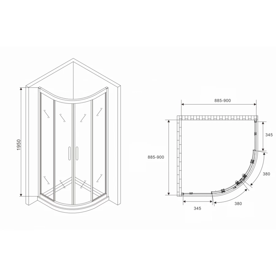 Душевой уголок Abber Schwarzer Diamant AG01090M