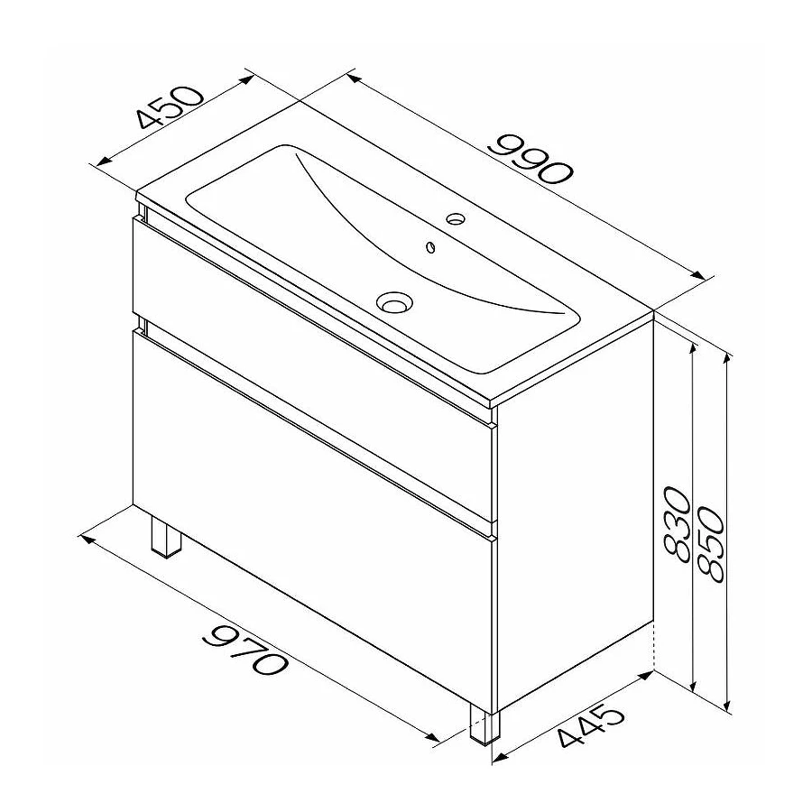 База под раковину Am Pm X-Joy напольная 2 ящика белый глянец M85AFSX1002WG 100 см