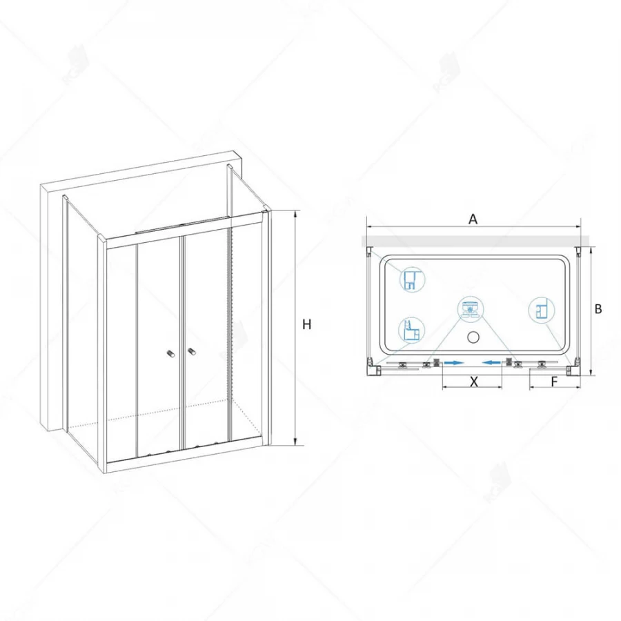Душевой уголок RGW CL-43 P CL-10 + 2Z-050-1 Прозрачное 040943170-011P 170х100 см