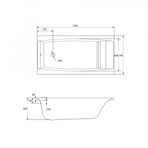 Ванна прямоугольная Cersanit Virgo 63352 150x75 см