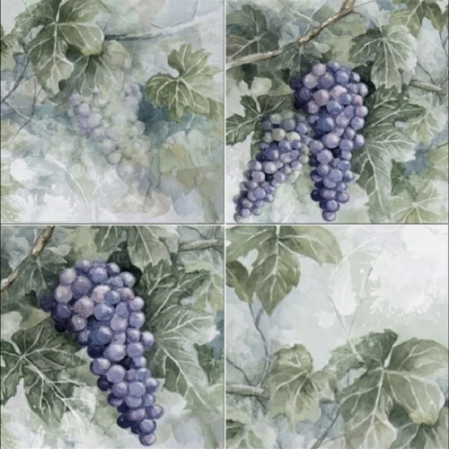 Декор Absolut Keramika Monocolor Milano Set Acuarela Uvas A 4pzs ABC0000139 10x10 см