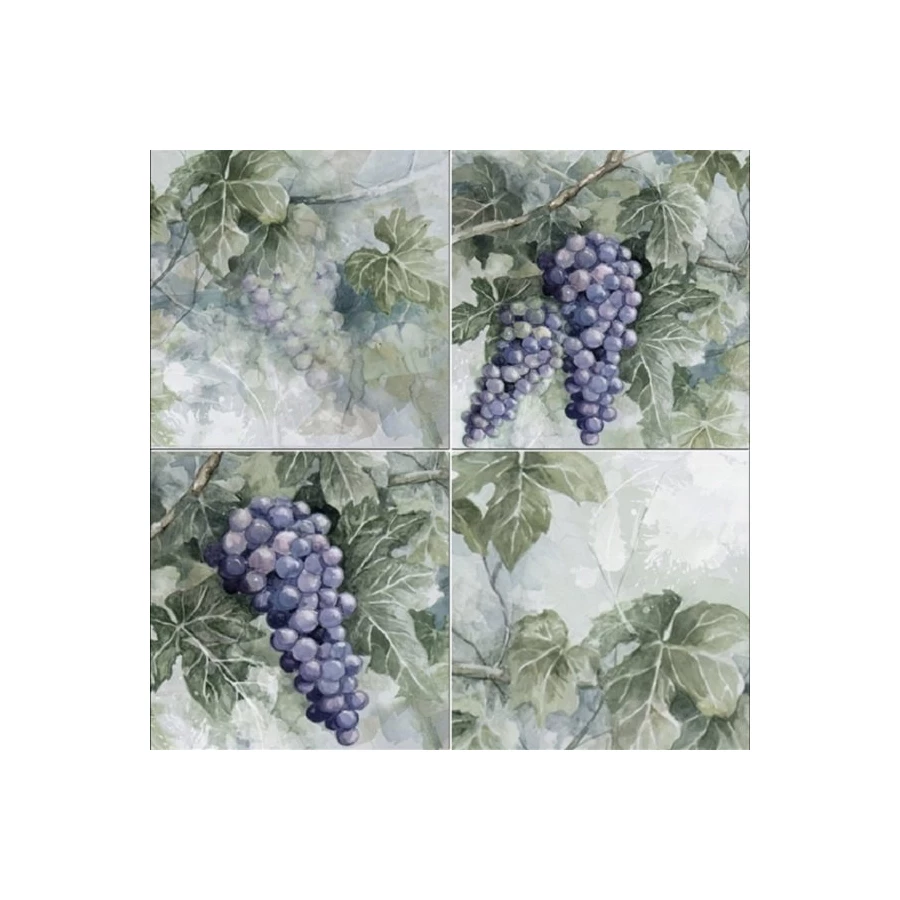 Декор Absolut Keramika Monocolor Milano Set Acuarela Uvas A 4pzs ABC0000139 10x10 см