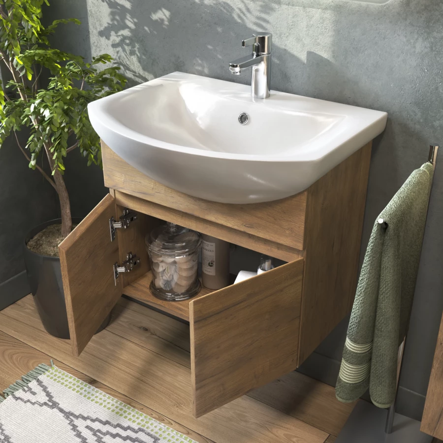 Тумба под раковину Vigo Wing 600-2-0 навесная дуб золотой tp.WIN.BAL.60.2D дуб золотой