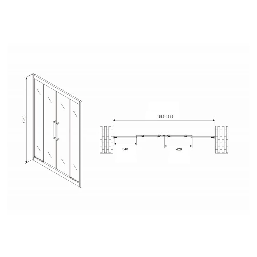Душевая дверь Abber Schwarzer Diamant AG33160BH