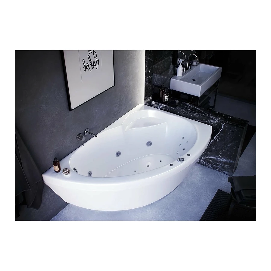 Акриловая ванна Aquatek Аякс 2 правая без гидромассажа с фронтальным экраном вклеенный каркас AYK170-0000089 170х110 см