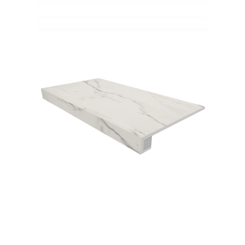 Комплект Estima Ideal Ступень ID01 неполированная прямоугольная бортик без насечек Подступенок 14,5x120 матовая белая 36879 120х33 см