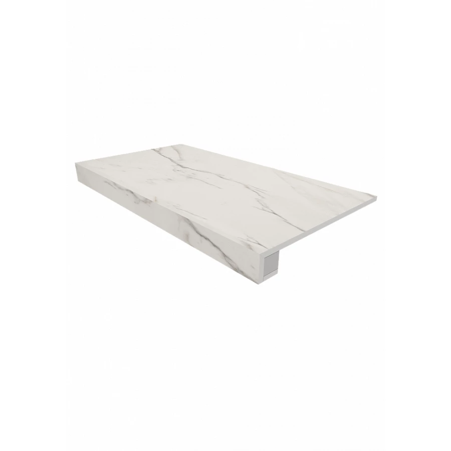 Комплект Estima Ideal Ступень ID01 неполированная прямоугольная бортик без насечек Подступенок 14,5x120 матовая белая 36879 120х33 см