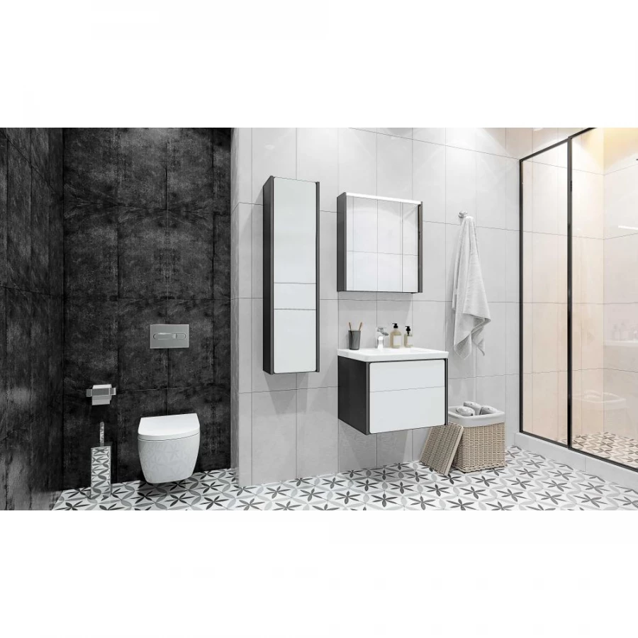 Тумба под раковину Roca Ronda 70 система push-to-open, белый глянец/антрацит ZRU9302964