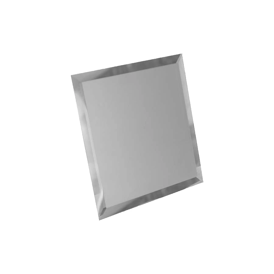Квадратная зеркальная серебряная плитка ДСТ с фацетом 1 см КЗС1-02 - 20х20 см