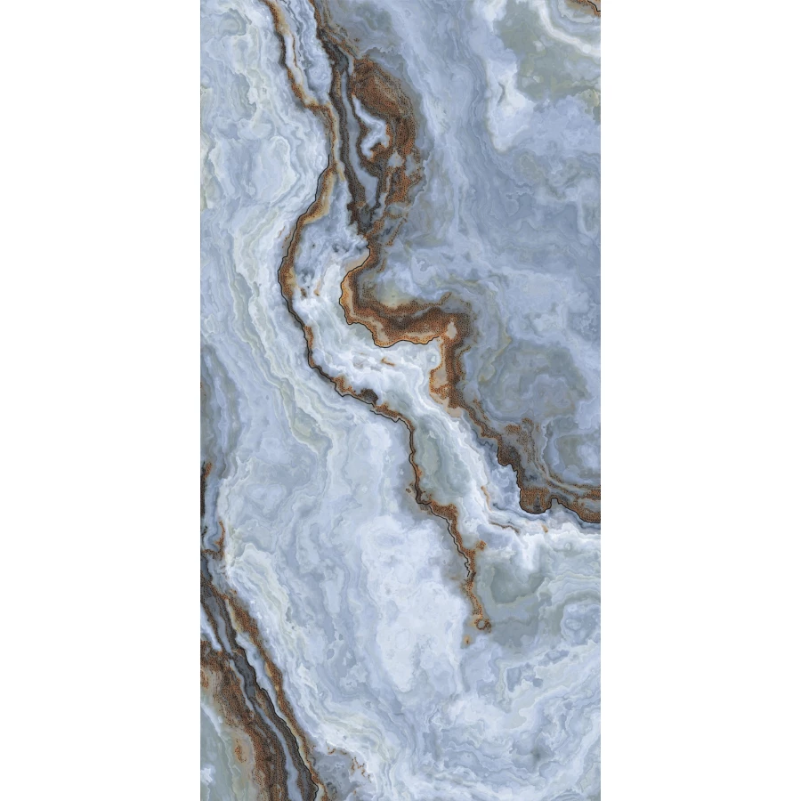 Керамогранит Casati Ceramica Carving Polished Gold GS Norway Blue Golden Carving синий 120х60 см