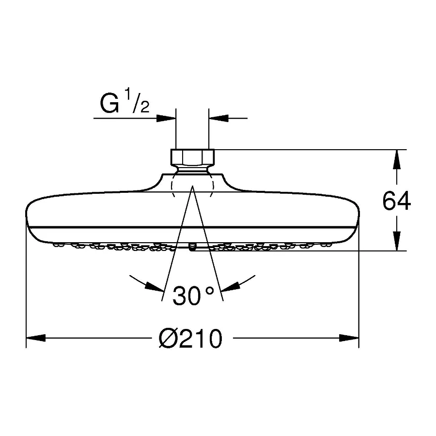 Верхний душ Grohe Tempesta 210 расход 9.5 л/мин хром 26410000