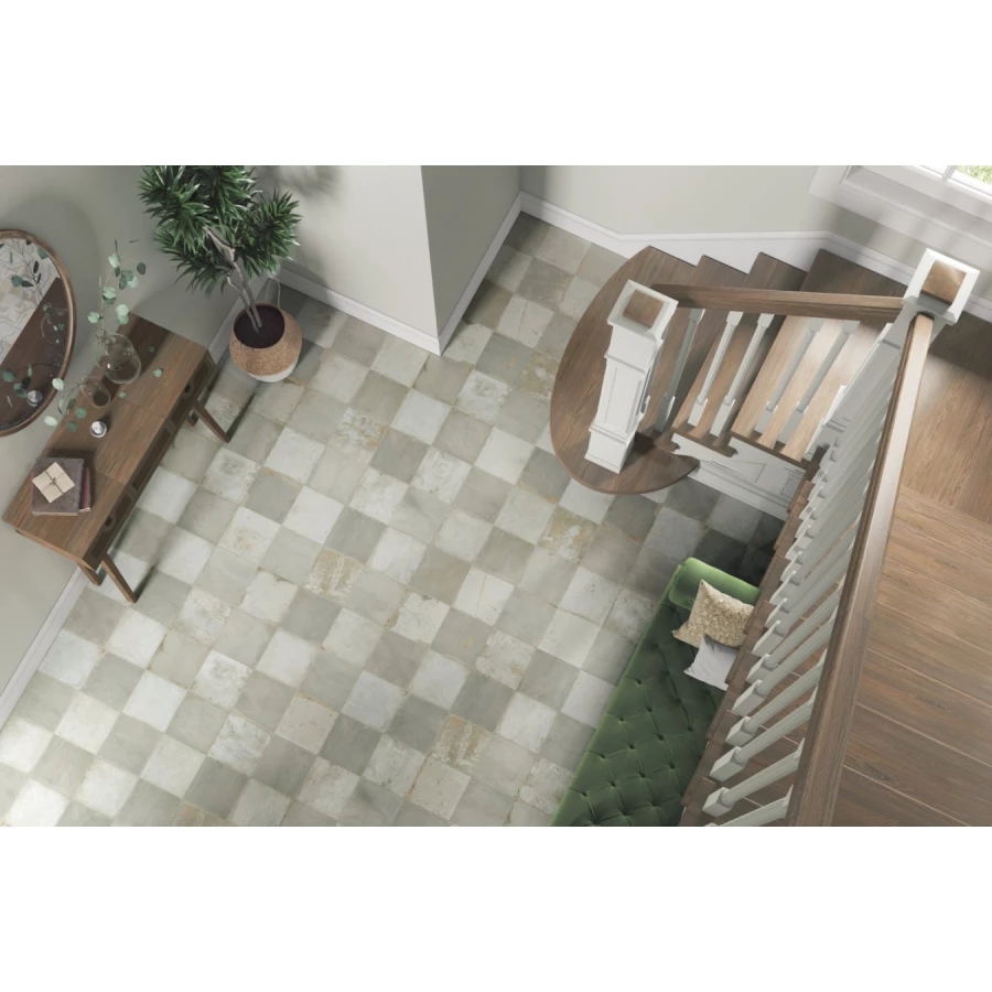 Плитка керамическая Peronda ФС Слай Схескер Силвер / FS Clay Checker Silver матовая серая 30068 45х45 см