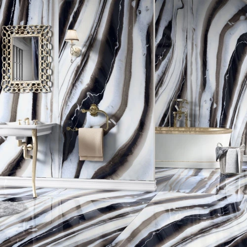 Керамогранит Neodom Titanium Tiger Ice Polished бело-черный N20389 278х120 см