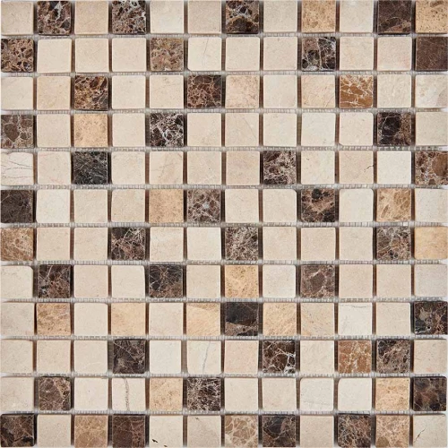 Мозаика Pixel mosaic Мрамор Emperador Dark light Crema Nova чип 23x23 мм сетка Матовая Pix272 30,5х30,5 см
