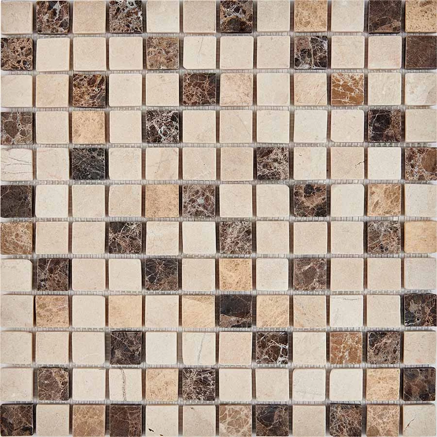 Мозаика Pixel mosaic Мрамор Emperador Dark light Crema Nova чип 23x23 мм сетка Матовая Pix272 30,5х30,5 см