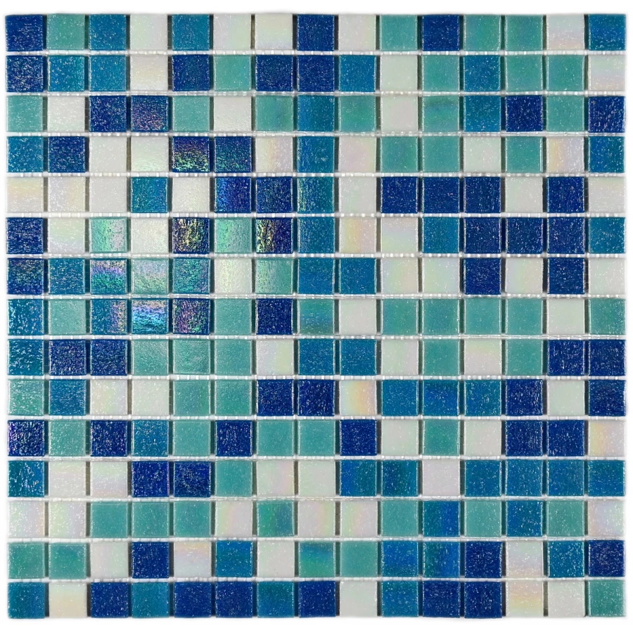 Мозаика Bonaparte Стеклянная мозаика Port 20х20 глянцевая сине-зеленая 32,7х32,7 см