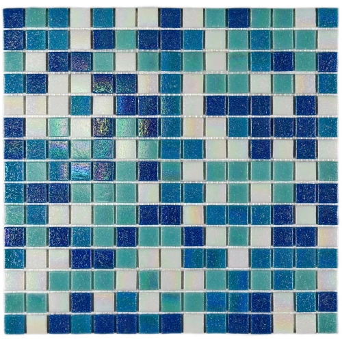 Мозаика Bonaparte Стеклянная мозаика Port 20х20 глянцевая сине-зеленая 32,7х32,7 см