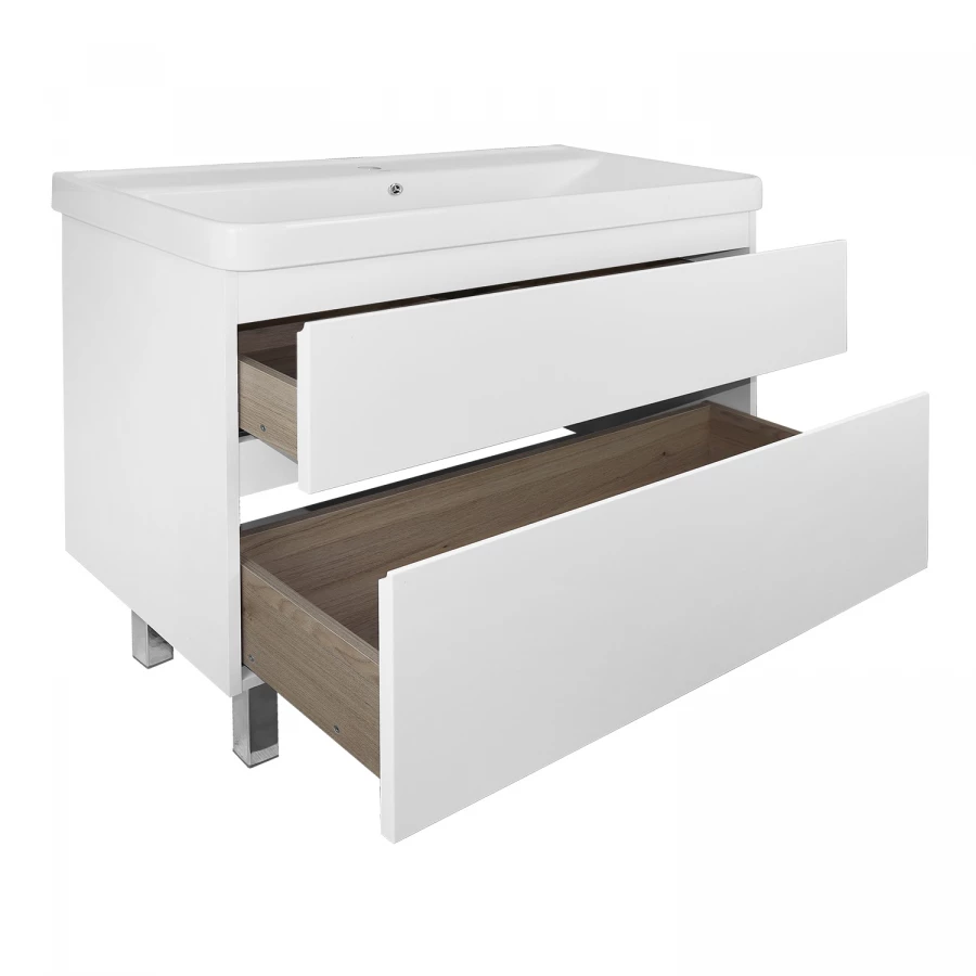 Комплект Тумба Azario Мила 100 h напольная с раковиной Monte 100 белый CS00089954 100х47х86 см