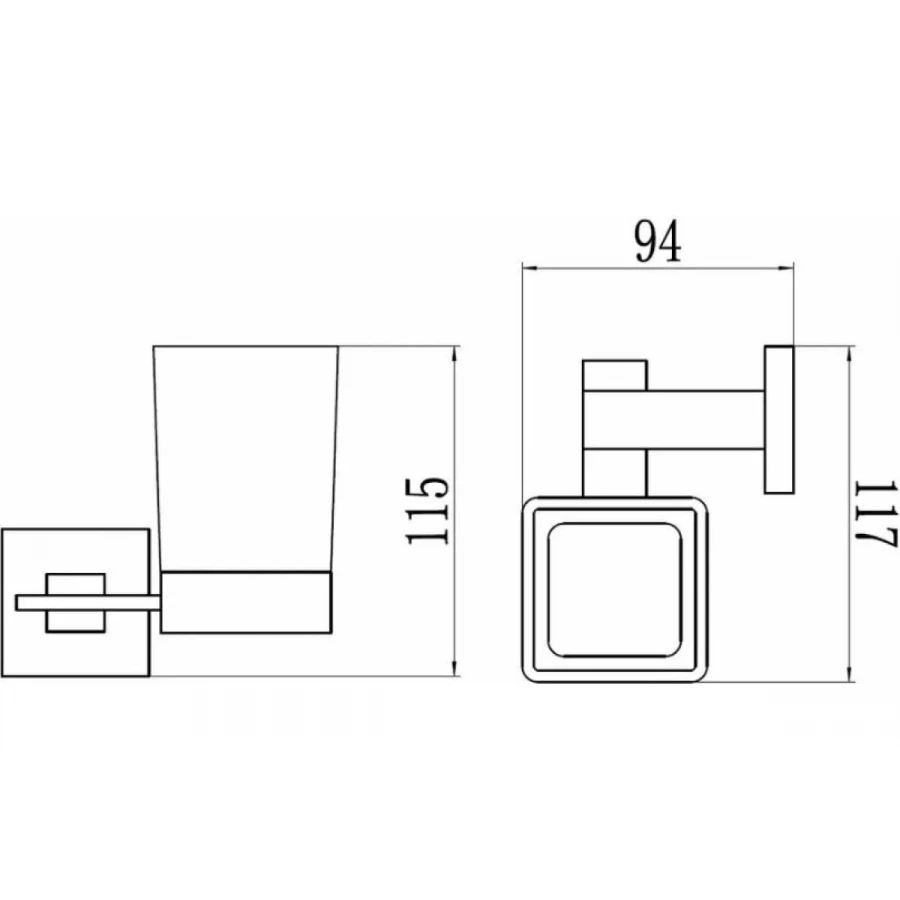Стакан Savol стеклянный с настенным держателем S-06558Q