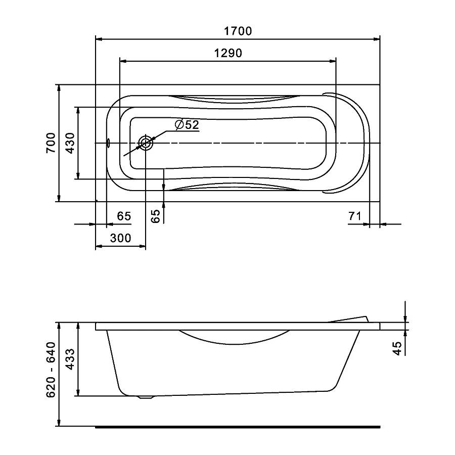 Ванна акриловая Santek Тенерифе белая 1.WH30.2.207 170x70 см