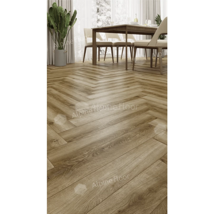 Ламинат Alpine Floor Herringbone Дуб Марсель LF102-9 33 класс 8 мм 2.2034 кв.м 60.6х10.1 см