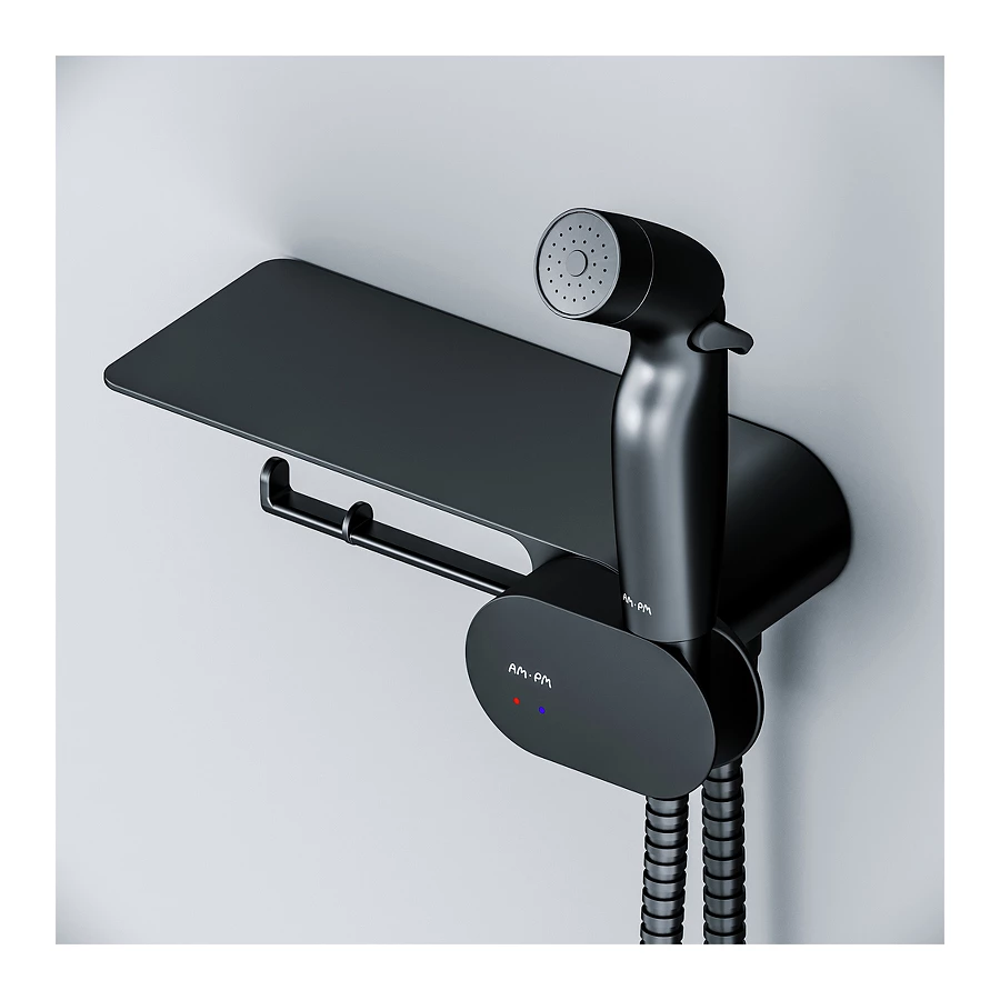 Смеситель Am Pm Like монтируемый в стену с гигиеническим душем и полкой F0202622