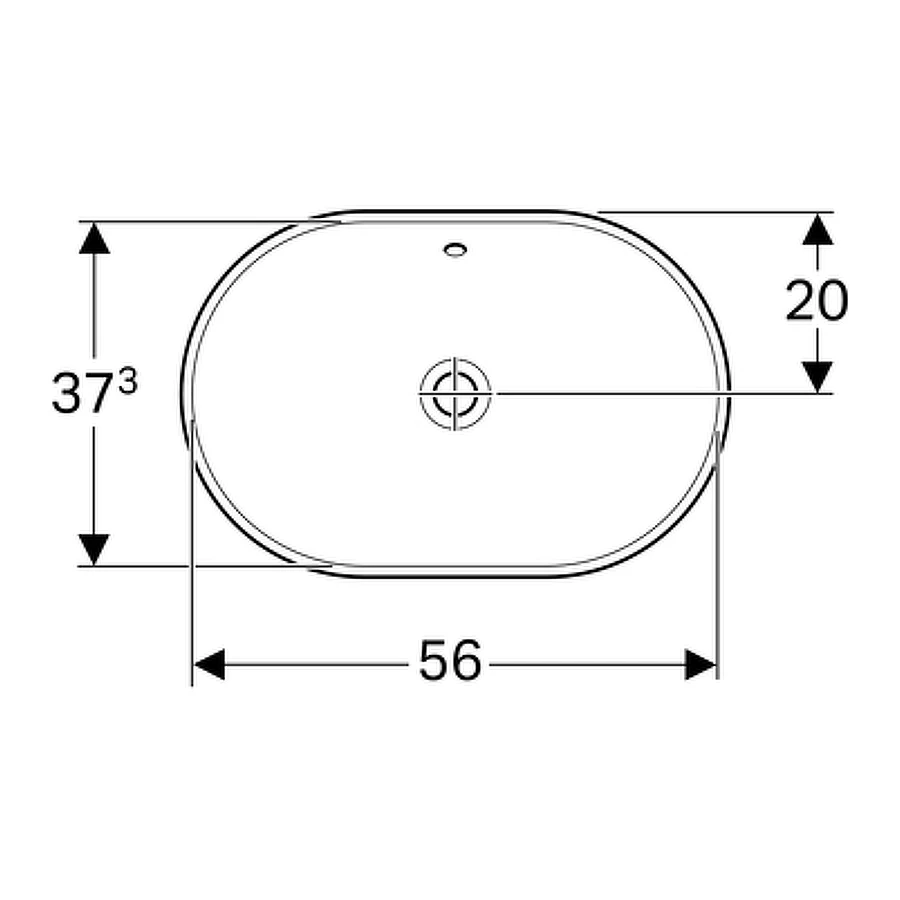 Раковина встраиваемая в столешницу Geberit VariForm эллиптической формы без отверстия под смеситель с отверстием перелив 500.728.01.2 60х40 см
