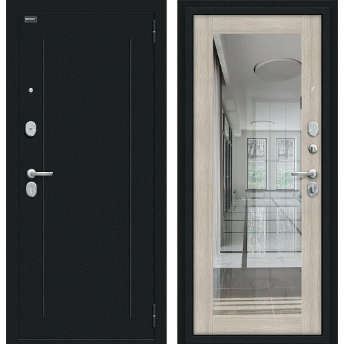 Входная дверь Bravo Флэш 205x96 Букле черное/Cappuccino Veralinga правое открывание