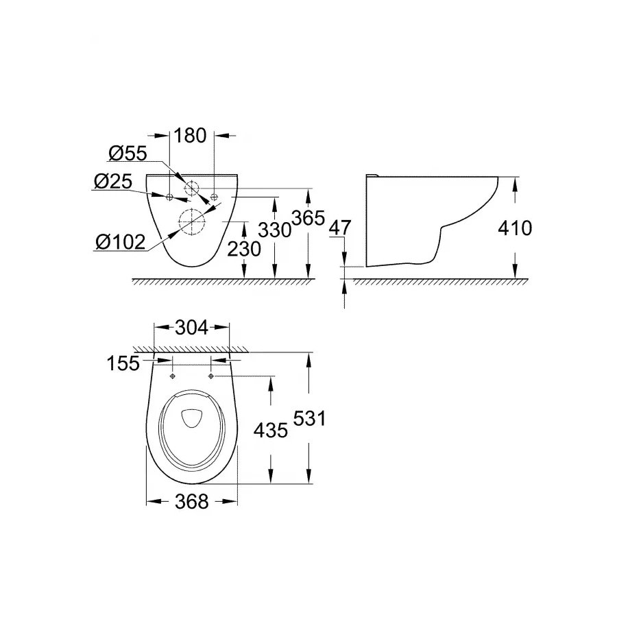 Унитаз подвесной Grohe Bau Ceramic безободковый 39427000