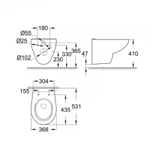 Унитаз подвесной Grohe Bau Ceramic безободковый 39427000