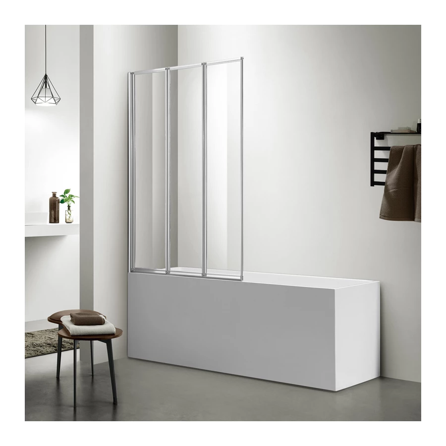 Шторка для ванны Azario Preston 3-х секционная прозрачное стекло 4 мм цвет профиля хром AZ-NFC6433 1000 100х150 cм