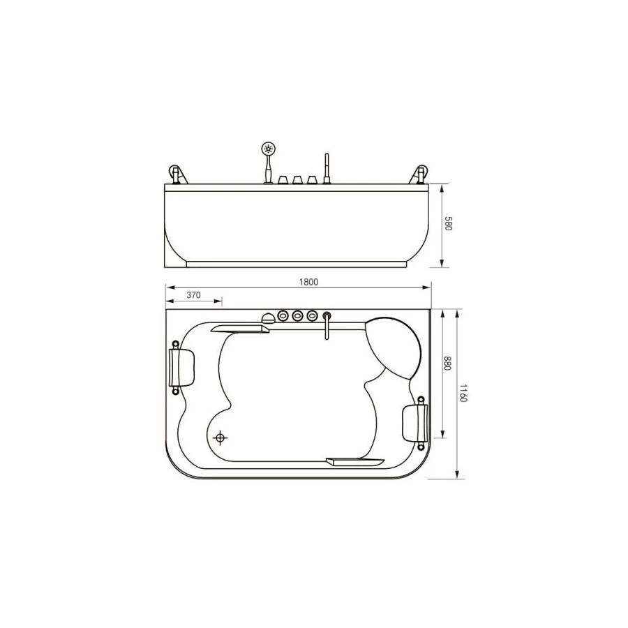 Акриловая ванна Gemy G9085 K L 180х116 см