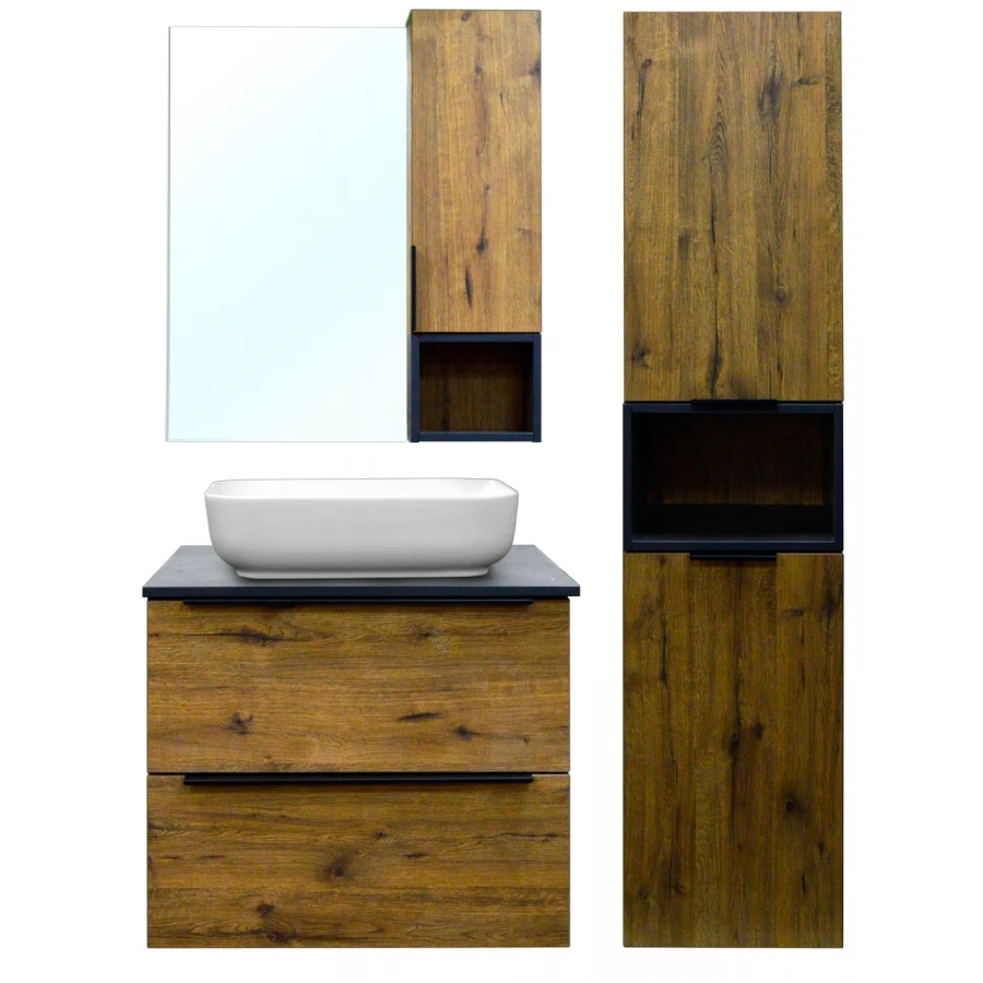 Тумба подвесная Azario Gris 90/2 два выдвижных ящика цвет дуб веллингтон CS00080430 90х50х56 см