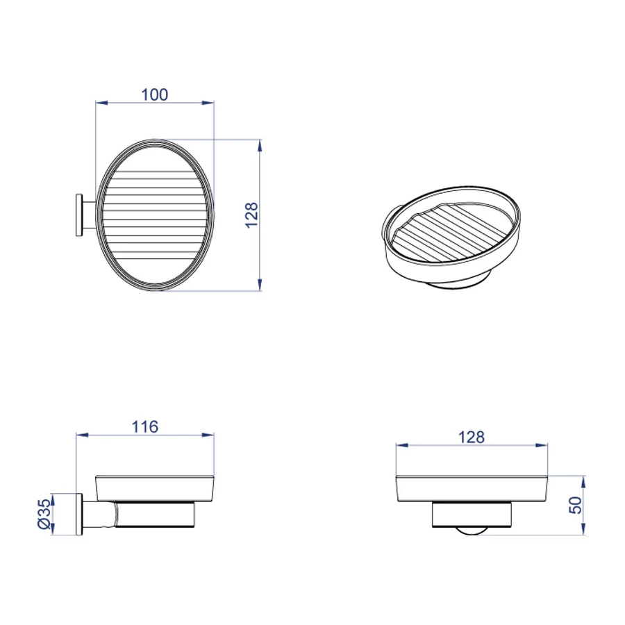 Мыльница Azario Forny керамическая хром AZ-88308