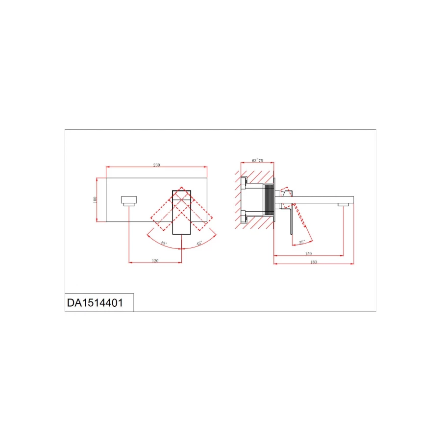 Смеситель для раковины D&K Bayern.Liszt встраиваемый настенный матовый белый DA1514408