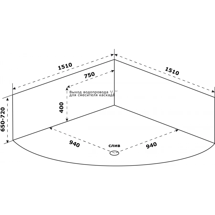 Ванна акриловая Azario Азура угловая АЗВ0001 150х150 см