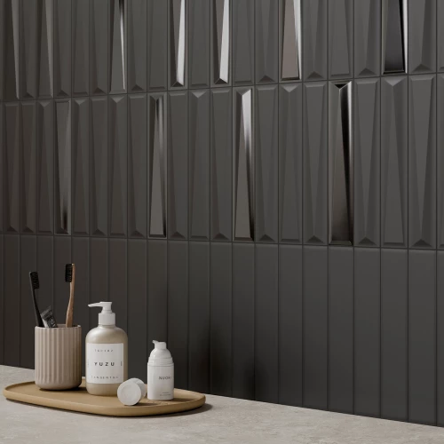 Керамическая плитка AVA Ceramica Up Lingotto Black Matte 192082 25x5 см