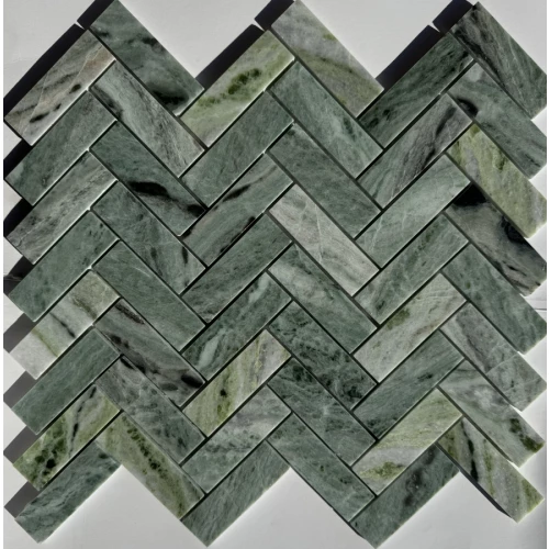 Мозаика Pixel mosaic Мрамор Jet Green чип 23х73 сетка Полированная PIX 320 31,7х28,2 см