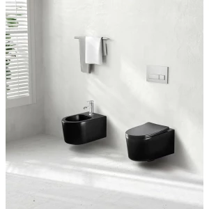 Унитаз компакт Aquatek Мия подвесной безободковый тонкое сиденье с механизмом плавного закрывания крепеж черный AQ2004-MB 49x37x34 см