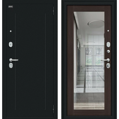 Входная дверь Bravo Флэш 205x96 Букле черное/Wenge Veralinga левое открывание