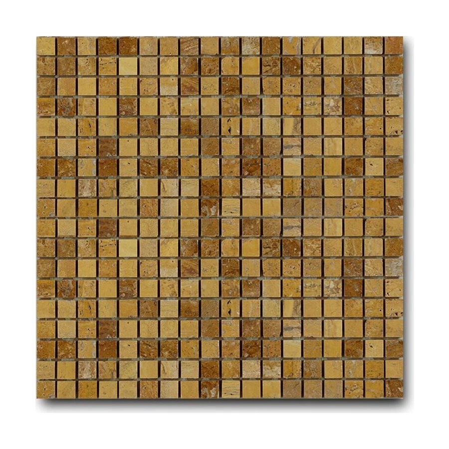 Мозаика из натурального камня Art&Natura Marble Mosaic Travertino сетка 15x15 глянцевая бежевая Giallomm-travgiallo 30,5x30,5 см