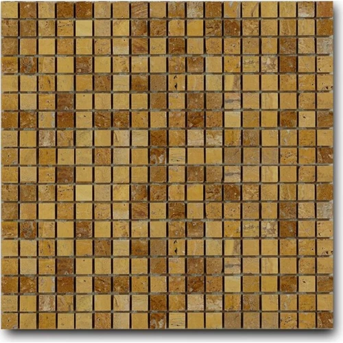 Мозаика из натурального камня Art&Natura Marble Mosaic Travertino сетка 15x15 глянцевая бежевая Giallomm-travgiallo 30,5x30,5 см