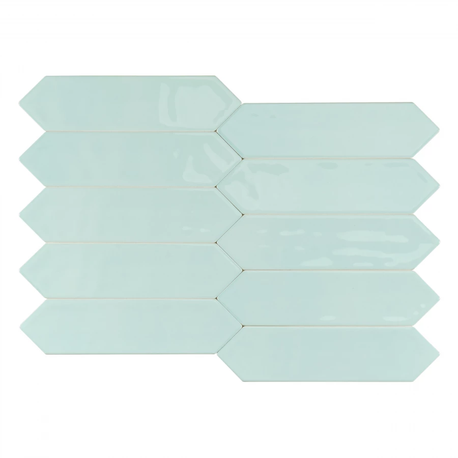 Плитка настенная Smile Tile Пикет Аква / Picket Aqua глянцевая голубая 44199319 30х7,5 см