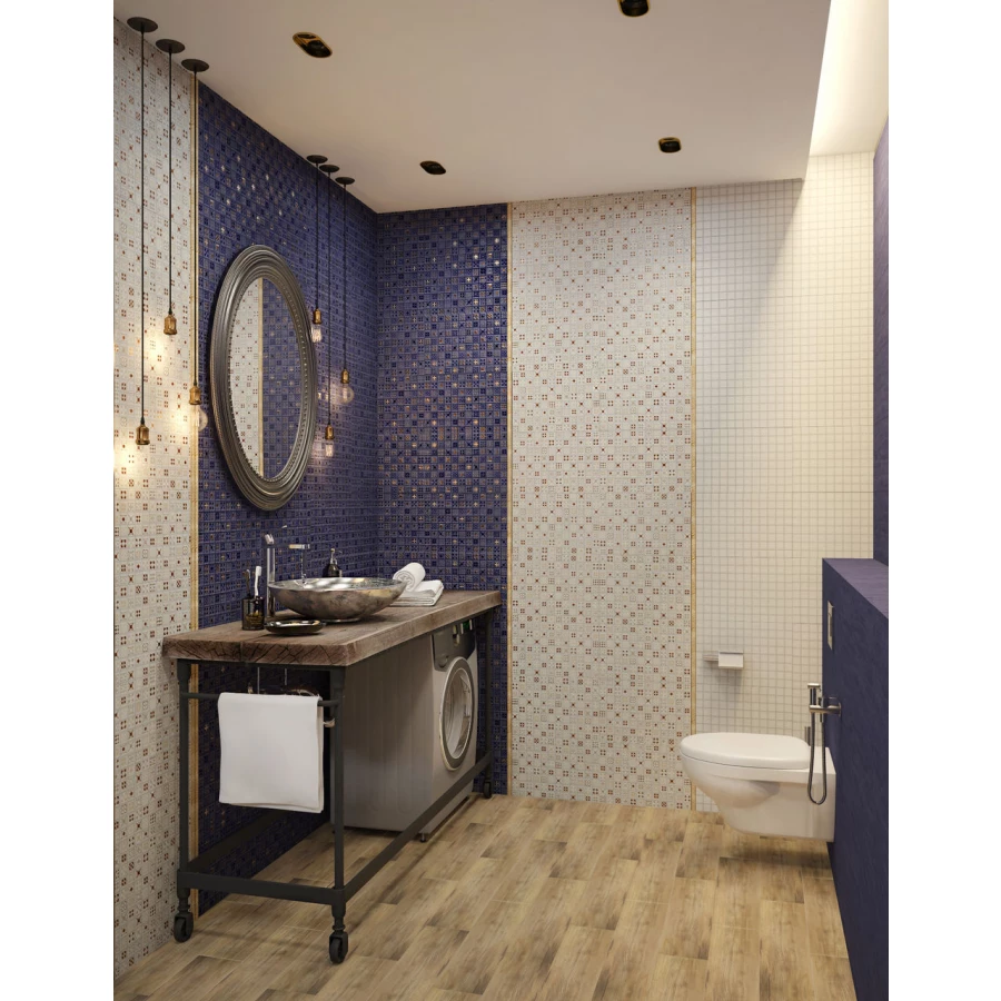 Плитка настенная Керамин Калипсо 2 с антибактериальным покрытием синий 40х27,5 см